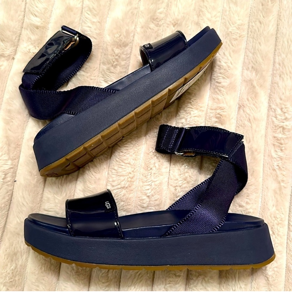 UGG leather ankle wrap platform sandals